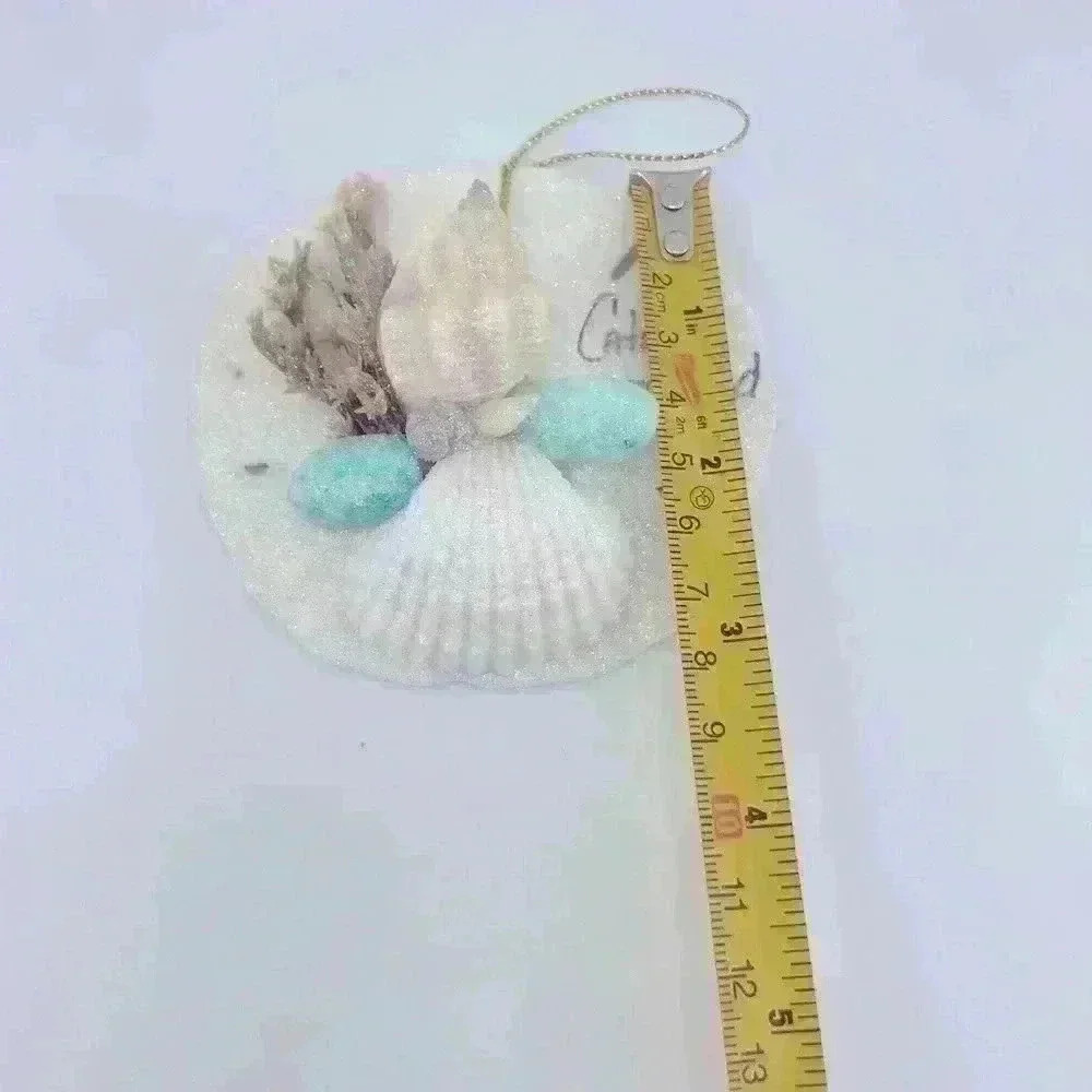From Catalina Island sea shell Christmas ornament with teal color and glitter - Picture 7 of 7